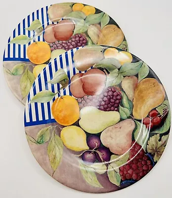 Buy Vintage Set Of 2 Gien France LA RONDE DES FRUITS 8 5/8” Salad Dessert Plates • 48.14£