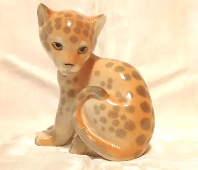 Buy Vintage Lomonosov USSR Russian Porcelain Leopard Cub Figurine. • 4.99£