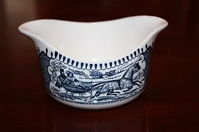 Buy Currier And Ives Vintage Dinnerware Blue And White Gravy Boat - No Underplate • 8.52£