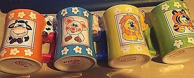 Buy Children's Animal Ceramic/ Novelty Mugs 4 Pack = Lion, Tiger, Cow & Pig - BNIB • 12.99£