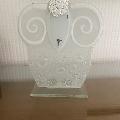 Buy Fused Glass Ornament Lamb White -Glassware - Hand Made Poland PAWTOWSKA • 35£