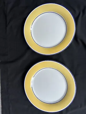 Buy Staffordshire Tableware AVANTI 10” (25cm) Dinner Plate Yellow With Blue Rim GC • 10£