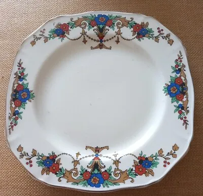 Buy 4 Vintage Alfred Meakin China Side Tea Plates Square Floral Pattern Gold Edging. • 6£