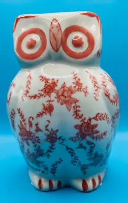 Buy Glazed Ceramic Owl Figurine Pink On A White Background • 4.99£