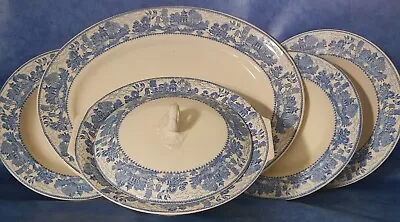 Buy Vintage Myott Son & Co. Ye Olde Willow Tureen With Lid, Serving Plate And Dinner • 9.99£