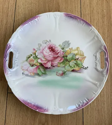 Buy Antique Franz Ant Mehlam Bonn Germany Sandwich Cake Plate With Floral Roses • 10£