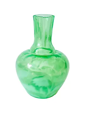 Buy Vintage Art Deco Mint Green Glass Vase With Pretty Opaque Inlaid Petals - Vgc • 14.50£
