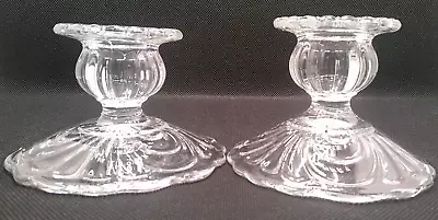 Buy Clear Depression Glass Candlesticks Same Pattern 2 Different Sizes 2.5  &2.75  • 10.56£