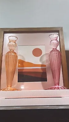 Buy Anthropologie Inspired Sculptured Candle GlassHolder In Muted Boho Sunset Colors • 17.26£