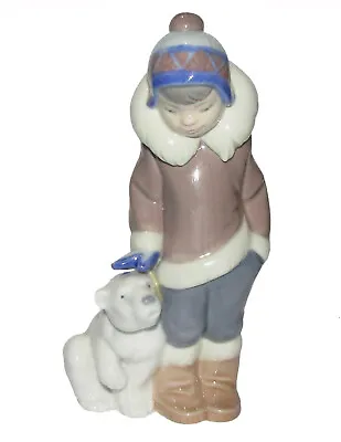 Buy Lladro Ornament Figurine Eskimo Boy With Pet Polar Bear #5238  1st Quality • 55£