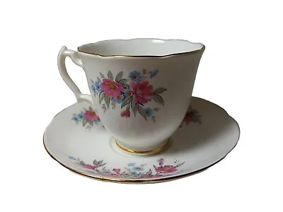 Buy Vintage Adderley Fine Bone China Flora Teacup And Saucer Pink Flowers Gold Trim  • 18.62£