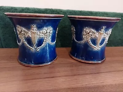 Buy Pair Of Antique Royal Doulton Art Nouveau Blue Pots • 36.99£