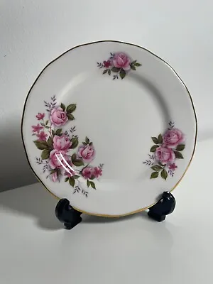 Buy Vintage Queen Anne Bone China Side Plates - Pink Roses • 9.99£