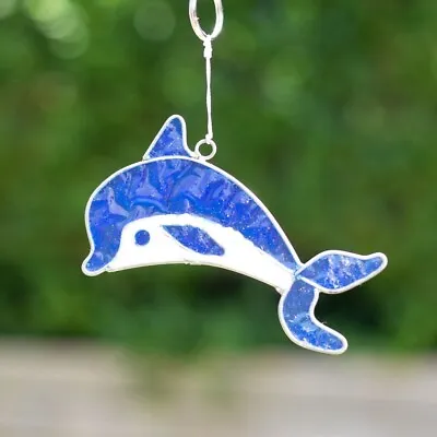 Buy DOLPHIN NAUTICAL SUN CATCHER - Stained Glass Effect With FREE WINDOW SUCKER • 8.99£