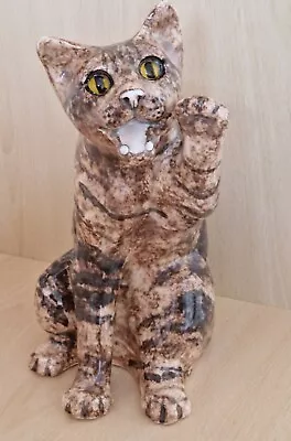 Buy Unusual Winstanley Pottery Size 4 Cat With Open Mouth Cathedral Glass Eyes • 70£