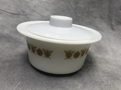 Buy Vintage Pyrex Brown On White Butterfly Bowl #75 With Plastic Lid Nice! • 13.23£