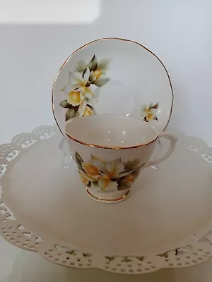 Buy Vintage Duchess White & Yellow Orchid Tea Cup & Saucer Fine Bone China • 16.12£