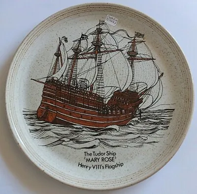 Buy Vintage Heavy Stoneware Purbeck Pottery Mary Rose Ship Collectors Plate • 17.95£