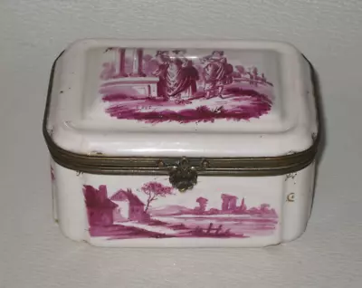 Buy Antique French Faience Trinket Box • 44.95£