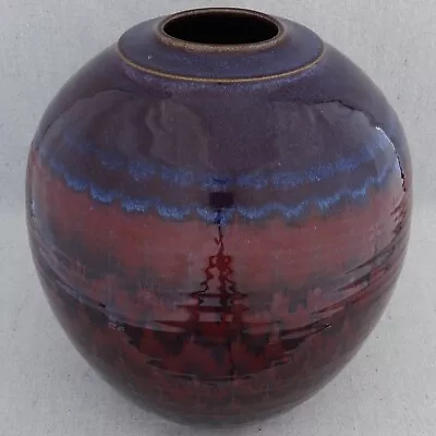 Buy Large Vintage 1980s David Fernandez Studio Pottery Flambe Drip Glaze Vase 12½  • 119.87£