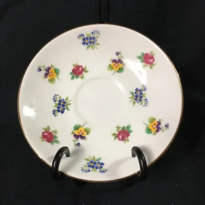 Buy Crown Staffordshire Fine Bone China England V Saucer Pink Yellow Blue Flowers • 16.32£