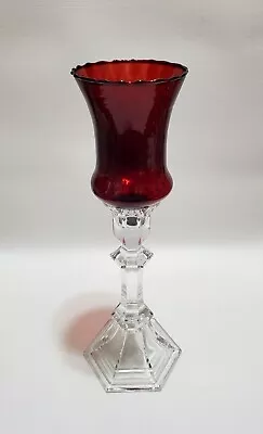 Buy Vintage Ruby Red Glass 4  Peg Votive Candle Holder On 8  Crystal Candlestick 2PC • 16.95£