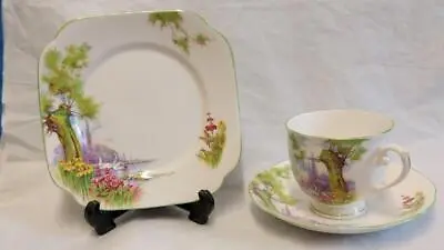 Buy Roslyn Art Deco  China  PeaceHaven Trio   Tea Cup Saucer Plate • 9.98£