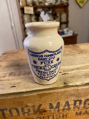 Buy Vintage Carrick’s Cumberland Dairy Co. Thick Cream Pot / Stoneware Jar – Great! • 11.99£