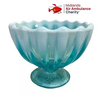 Buy Victorian Davidson Blue Opalescent Pearline Vaseline Glass Bon Bon Dish 1900s • 22£