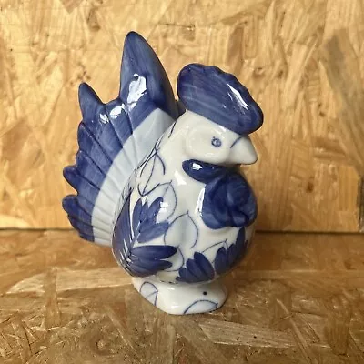 Buy Vintage Chinese Blue & White Ceramic Hand Painted Chicken Cockeral Figurine 14cm • 4.99£
