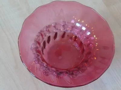 Buy Cranberry  Glass Small Bowl/ Sweetmeat Dish , Clear Trailed Glass Decoration • 5£