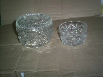 Buy Vintage Glass Dressing Table Pots X 2 One With Glass Lid • 2£