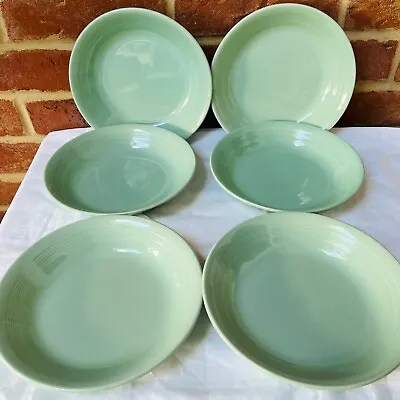Buy Vintage Wood's Ware Beryl Green Large Soup Coupes Bowls X 6. Utility 19cm • 34£