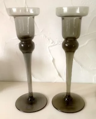 Buy Royal Doulton Galleria Smoked Glass Candle Holders Candlesticks 30% Lead Crystal • 11.99£