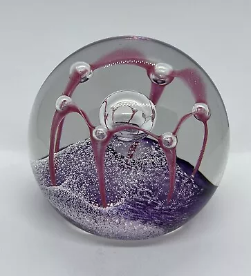 Buy Pre-Owned Caithness Glass Paperweight - Maydance Pink Purple White Round - 607g • 14.99£