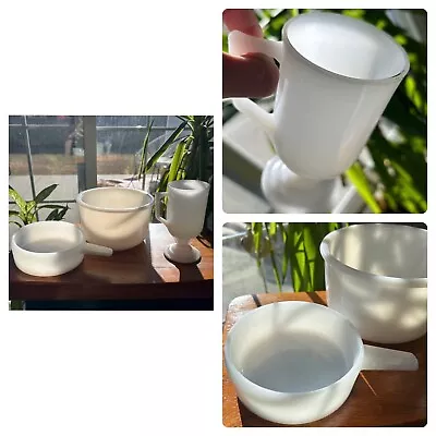 Buy Vintage Milk Glass Kitchen Bowl Chalice Mug Casserole Dish Glassware Glasbake • 20.65£