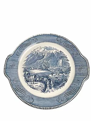 Buy Currier And Ives Cake Plate Handled   The Rocky Mountains  USA Blue White • 24.11£