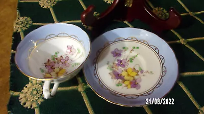 Buy Vintage Tuscan Fine English Bone China Tea Cup + Saucer Floral With Blue Border • 24.28£