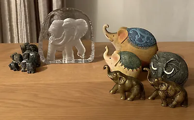 Buy Glass Elephant Imprint And Collection Of Elephant Ornaments • 4.99£