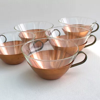 Buy Vintage 1960s Schott & Gen Jenaer Glas Germany Six Copper Glass Cups • 42£