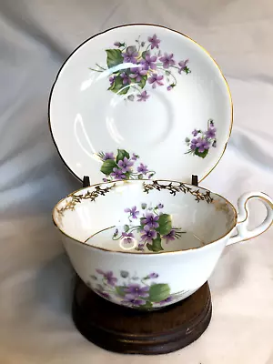 Buy Royal Grafton Violets Fine Bone China Cup And Saucer Footed Purple • 18.92£