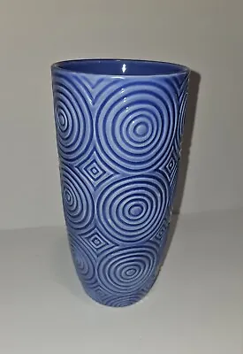 Buy Stunning Periwinkle Blue Vase With Modern Concentric Circle Design 8.75” Tall • 22.75£