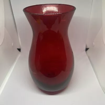 Buy Vintage 9  Dark Ruby Red Hourglass Hurricane Glass Vase • 9.48£