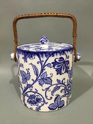 Buy Lossless Ware Keeling & Co “ Jacobean “ Biscuit Barrel Blue & White China • 49.95£