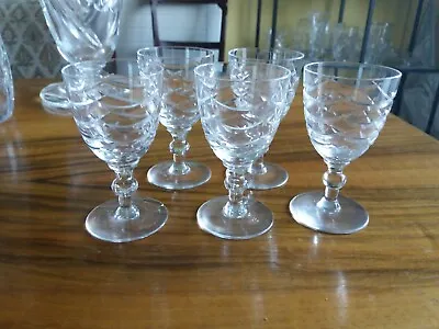 Buy SET Of 5 Art Deco WEBB CORBETT CRYSTAL SHERRY GLASSES. • 9£