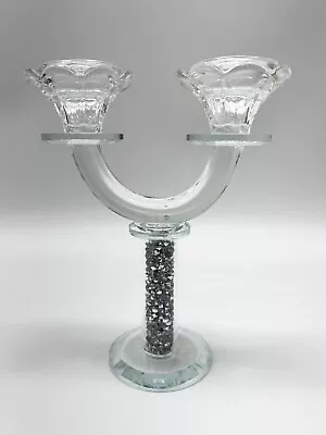 Buy Sparkling 2 Arms Crystal Candle Holder - Silver - New - Packaging Has Wear - NEW • 8£