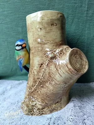 Buy Vintage Falcon Ware Tree Trunk 19cm Vase With Perching Blue Tit • 17£