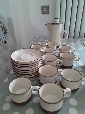 Buy Vintage Denby 'Potters Wheel' Coffee Pot Cups & Saucers X10 By David Yorath 1973 • 27.50£