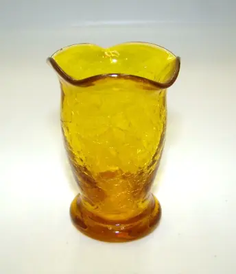 Buy Vintage Yellow Crackle Glass 3  Vase Toothpick Holder • 4.74£