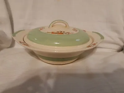 Buy Wood's Ivory Ware England Lidded Serving Bowl Tureen Green/brown • 8£